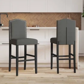 Taburetes altos 2 uds madera maciza de caucho y tela de vidaXL, Taburetes de cocina - Ref: Foro24-4006208, Precio: 111,40 €, ...