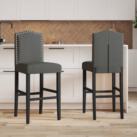 Taburetes altos 2 uds madera maciza de caucho y tela de vidaXL, Taburetes de cocina - Ref: Foro24-4006208, Precio: 113,39 €, ...