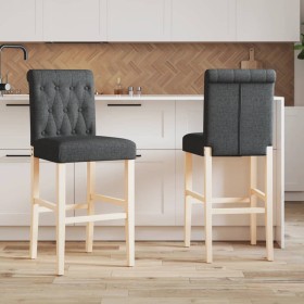 Taburetes altos 2 uds madera maciza de caucho y tela de vidaXL, Taburetes de cocina - Ref: Foro24-4006215, Precio: 142,38 €, ...