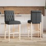 Taburetes altos 2 uds madera maciza de caucho y tela de vidaXL, Taburetes de cocina - Ref: Foro24-4006215, Precio: 142,38 €, ...