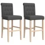 Taburetes altos 2 uds madera maciza de caucho y tela de vidaXL, Taburetes de cocina - Ref: Foro24-4006215, Precio: 140,20 €, ...