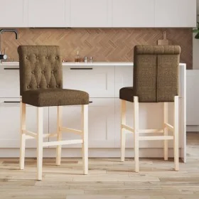 Hohe Hocker, 2 Stück, massives Gummiholz und Stoff von vidaXL, Küchenhocker - Ref: Foro24-4006220, Preis: 113,87 €, Rabatt: %