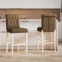 Taburetes altos 2 uds madera maciza de caucho y tela de vidaXL, Taburetes de cocina - Ref: Foro24-4006220, Precio: 115,24 €, ...
