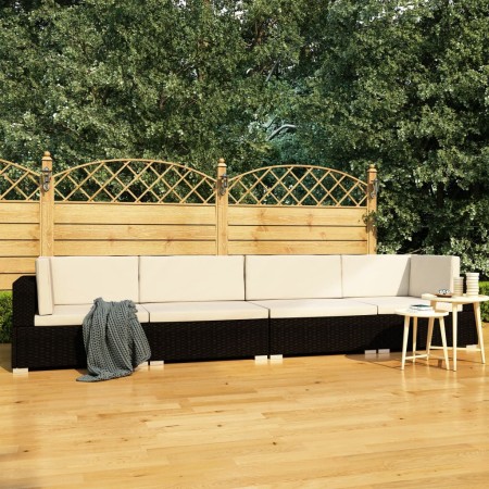 Set de sofás de jardín 4 piezas y cojines ratán sintético negro de vidaXL, Conjuntos de jardín - Ref: Foro24-47268, Precio: 3...