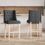 Taburetes altos 2 uds madera maciza de caucho y tela de vidaXL, Taburetes de cocina - Ref: Foro24-4006222, Precio: 107,88 €, ...