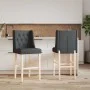 Taburetes altos 2 uds madera maciza de caucho y tela de vidaXL, Taburetes de cocina - Ref: Foro24-4006222, Precio: 106,17 €, ...