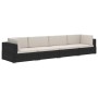 Set de sofás de jardín 4 piezas y cojines ratán sintético negro de vidaXL, Conjuntos de jardín - Ref: Foro24-47268, Precio: 3...