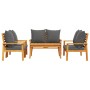 Juego de muebles jardín 5 pzas con cojines madera maciza acacia de vidaXL, Conjuntos de jardín - Ref: Foro24-3211802, Precio:...