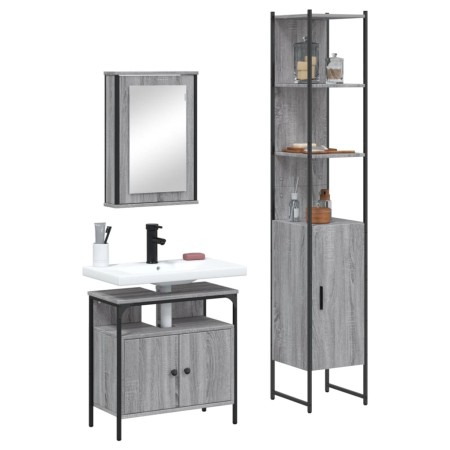 Set de muebles de baño 3 pzas madera contrachapada gris sonoma de vidaXL, Muebles de baño - Ref: Foro24-3214798, Precio: 181,...