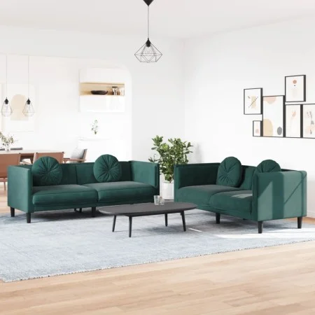 Dark green velvet 2-piece sofa set with cushions by vidaXL, Sofas - Ref: Foro24-3209259, Price: 553,10 €, Discount: %