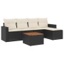 Set de sofás de jardín 6 piezas y cojines ratán sintético negro de vidaXL, Conjuntos de jardín - Ref: Foro24-3256427, Precio:...