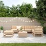 Muebles de jardín 8 pzas y cojines madera maciza pino de vidaXL, Conjuntos de jardín - Ref: Foro24-3250576, Precio: 798,94 €,...