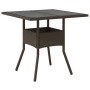 Mesa de jardín superficie de vidrio ratán PE marrón 80x80x75 cm de vidaXL, Mesas de jardín - Ref: Foro24-365524, Precio: 84,8...