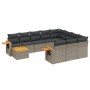 Set de sofás de jardín 11 pzas y cojines ratán sintético gris de vidaXL, Conjuntos de jardín - Ref: Foro24-3227208, Precio: 6...