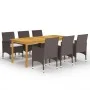 Juego de comedor para jardín 7 piezas con cojines marrón de vidaXL, Conjuntos de jardín - Ref: Foro24-3095867, Precio: 580,12...