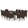 Juego de comedor de jardín 11 piezas ratán sintético marrón de vidaXL, Conjuntos de jardín - Ref: Foro24-3095929, Precio: 816...