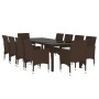 Juego de comedor de jardín 11 piezas ratán sintético marrón de vidaXL, Conjuntos de jardín - Ref: Foro24-3095929, Precio: 816...