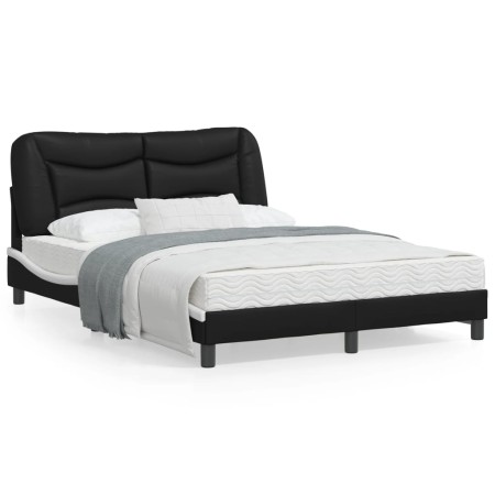 Estructura cama cabecero cuero sintético negro blanco 120x200cm de vidaXL, Camas y somieres - Ref: Foro24-3207993, Precio: 21...