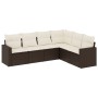 Set sofás de jardín 6 piezas y cojines ratán sintético marrón de vidaXL, Sofás modulares de exterior - Ref: Foro24-3251350, P...