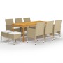 Juego de comedor de jardín de 11 piezas beige de vidaXL, Conjuntos de jardín - Ref: Foro24-3067873, Precio: 781,72 €, Descuen...