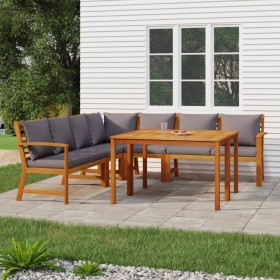 Juego comedor jardín y cojines 7 piezas madera maciza acacia de vidaXL, Conjuntos de jardín - Ref: Foro24-3154971, Precio: 92...