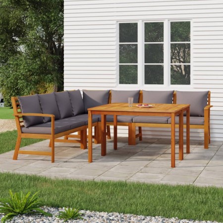 Juego comedor jardín y cojines 7 piezas madera maciza acacia de vidaXL, Conjuntos de jardín - Ref: Foro24-3154971, Precio: 92...