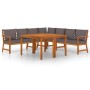 Juego comedor jardín y cojines 7 piezas madera maciza acacia de vidaXL, Conjuntos de jardín - Ref: Foro24-3154971, Precio: 92...