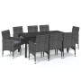 Set de muebles jardín 9 pzas con cojines ratán sintético gris de vidaXL, Conjuntos de jardín - Ref: Foro24-3095026, Precio: 6...