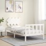 Estructura de cama con cabecero madera maciza blanco de vidaXL, Camas y somieres - Ref: Foro24-3193432, Precio: 98,58 €, Desc...