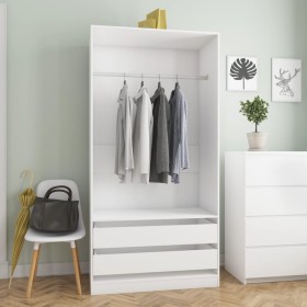 Armario de madera contrachapada blanco 100x50x200 cm de vidaXL, Armarios roperos - Ref: Foro24-800603, Precio: 220,56 €, Desc...