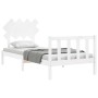 Estructura de cama con cabecero madera maciza blanco de vidaXL, Camas y somieres - Ref: Foro24-3193432, Precio: 98,58 €, Desc...
