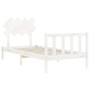 Estructura de cama con cabecero madera maciza blanco de vidaXL, Camas y somieres - Ref: Foro24-3193432, Precio: 98,58 €, Desc...