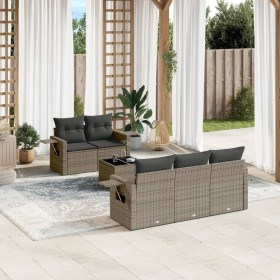 Set de muebles de jardín 6 pzas y cojines ratán sintético gris en Conjuntos de jardín | Comprar online en Foru.es