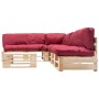 Muebles de palets de jardín con cojines rojos 4 piezas madera de vidaXL, Conjuntos de jardín - Ref: Foro24-277489, Precio: 41...