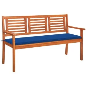 Banco de jardín 3 plazas madera maciza eucalipto y cojín 150 cm de vidaXL, Bancos de jardín - Ref: Foro24-3061006, Precio: 19...