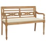 Banco Batavia madera maciza de teca con cojín crema 120 cm de vidaXL, Bancos de jardín - Ref: Foro24-3062156, Precio: 221,42 ...