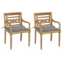 Sillas Batavia 2 uds teca maciza con cojines gris de vidaXL, Sillas de jardín - Ref: Foro24-3062128, Precio: 255,92 €, Descue...