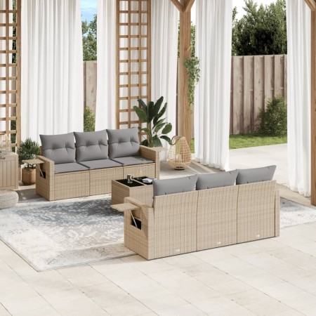 Set sofás de jardín 7 piezas y cojines ratán sintético beige en Conjuntos de jardín | Comprar online en Foru.es