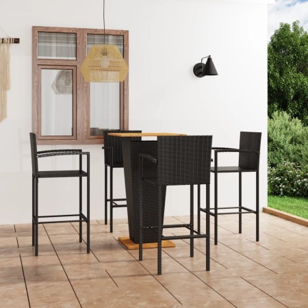 Conjunto de bar para jardín 5 piezas negro de vidaXL, Conjuntos de jardín - Ref: Foro24-3064866, Precio: 369,05 €, Descuento: %