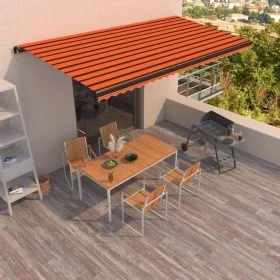Toldo retráctil manual naranja y marrón 600x350 cm de vidaXL, Toldos - Ref: Foro24-3069240, Precio: 562,30 €, Descuento: %