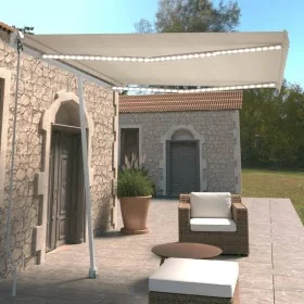 Automatic awning with LED wind sensor cream color 300x250cm by vidaXL, Awnings - Ref: Foro24-3069512, Price: 572,56 €, Discou...