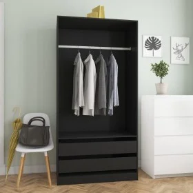 Armario de madera contrachapada negro 100x50x200 cm de vidaXL, Armarios roperos - Ref: Foro24-800604, Precio: 209,50 €, Descu...