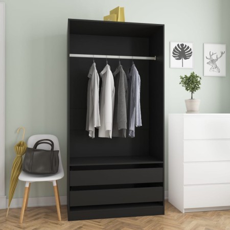 Armario de madera contrachapada negro 100x50x200 cm de vidaXL, Armarios roperos - Ref: Foro24-800604, Precio: 225,46 €, Descu...