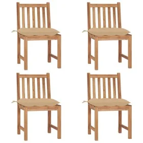 Sillas de jardín 4 unidades madera maciza de teca con cojines de vidaXL, Sillas de jardín - Ref: Foro24-3073106, Precio: 448,...