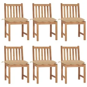 Sillas de jardín 6 unidades con cojines madera maciza de teca de vidaXL, Sillas de jardín - Ref: Foro24-3073133, Precio: 669,...