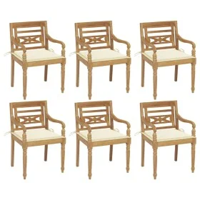 Sillas Batavia 6 unidades madera maciza de teca con cojines de vidaXL, Sillas de jardín - Ref: Foro24-3073324, Precio: 739,39...