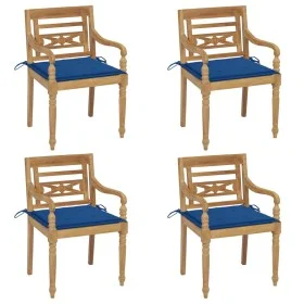 Sillas Batavia 4 unidades madera maciza de teca con cojines de vidaXL, Sillas de jardín - Ref: Foro24-3073305, Precio: 494,35...