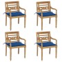 Sillas Batavia 4 unidades madera maciza de teca con cojines de vidaXL, Sillas de jardín - Ref: Foro24-3073305, Precio: 512,96...