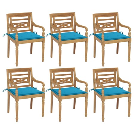 Sillas Batavia 6 unidades madera maciza de teca con cojines de vidaXL, Sillas de jardín - Ref: Foro24-3073326, Precio: 756,61...