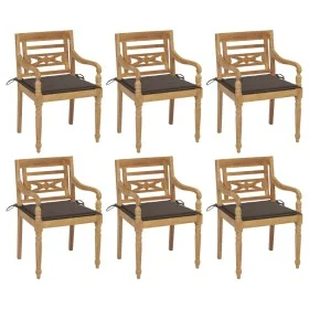 Sillas Batavia 6 unidades madera maciza de teca con cojines de vidaXL, Sillas de jardín - Ref: Foro24-3073330, Precio: 738,27...